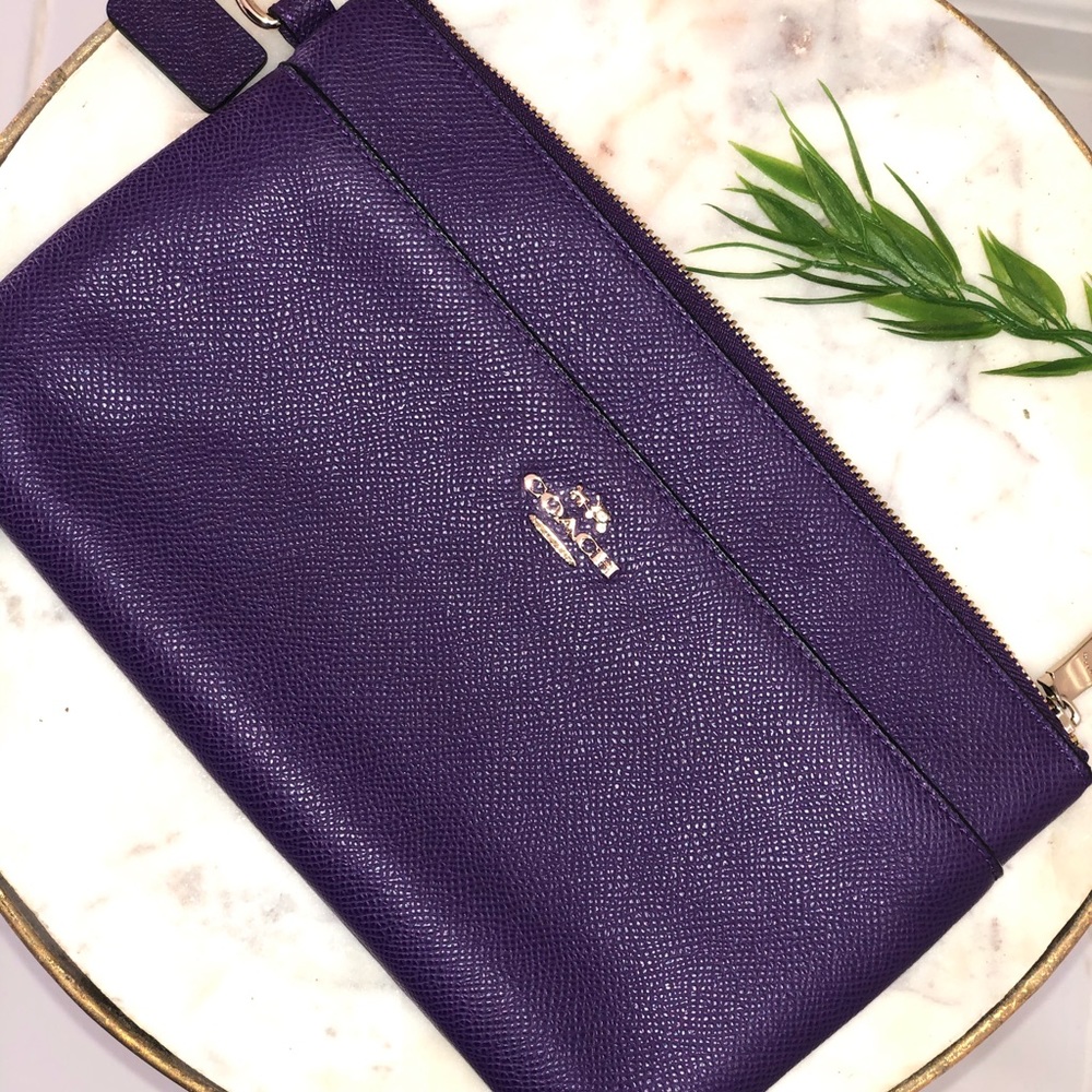 Coach Royal Purple Leather Wristlet  💜